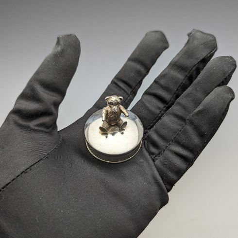 Vintage Sterling Silver Pill Case Teddy Bear CME